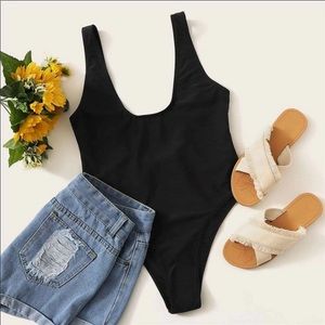 shein black one piece bathing suit